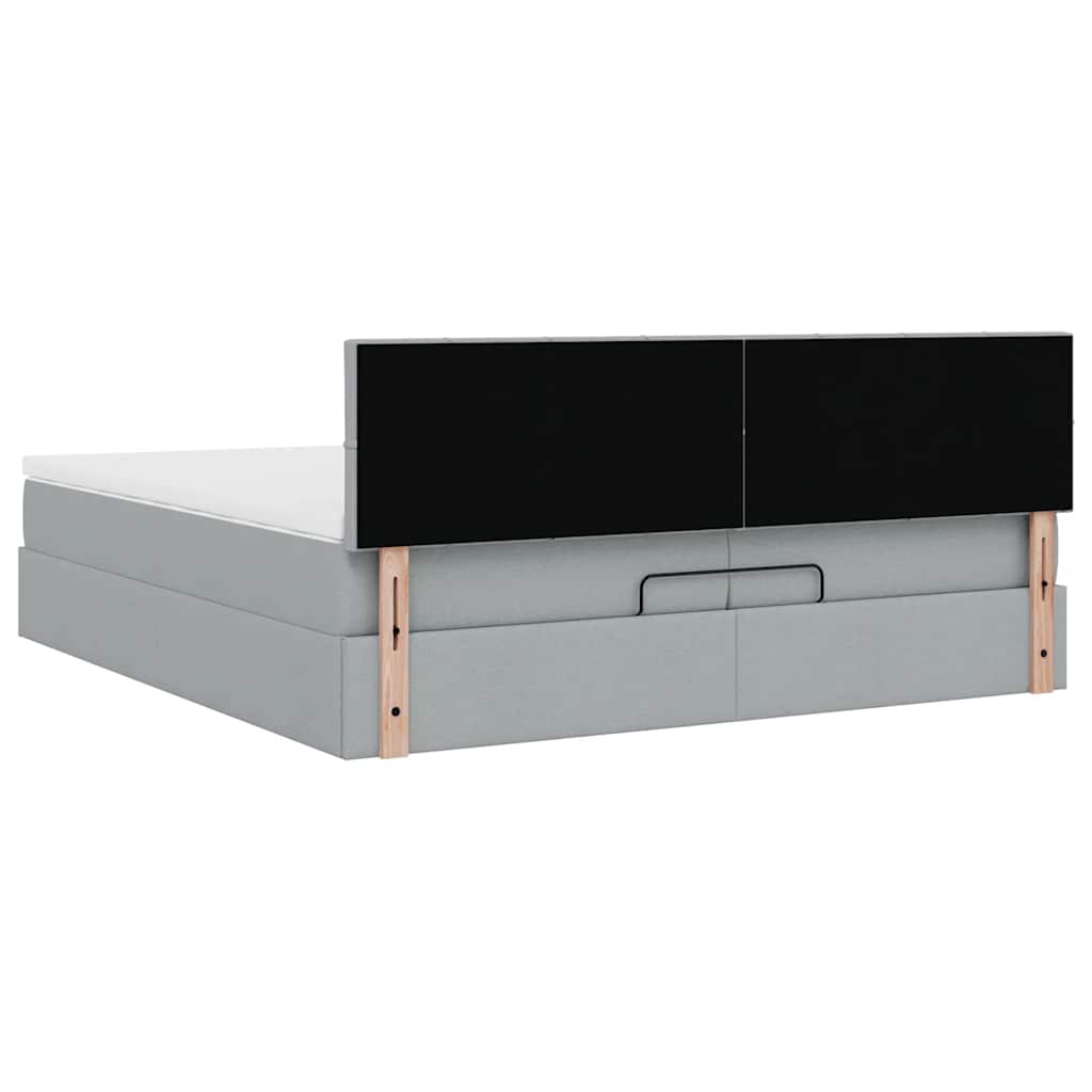 Ottoman bed met matras 200x200 cm stof lichtgrijs
