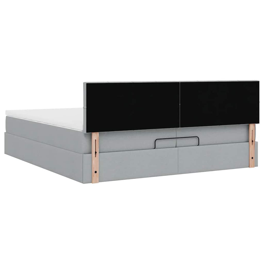 Ottoman bed met matras 200x200 cm stof lichtgrijs