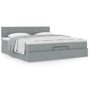 Ottoman bed met matras 200x200 cm lichtgrijs stof