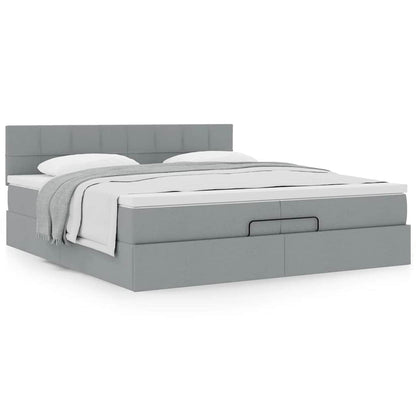 Ottoman bed met matras 200x200 cm stof lichtgrijs
