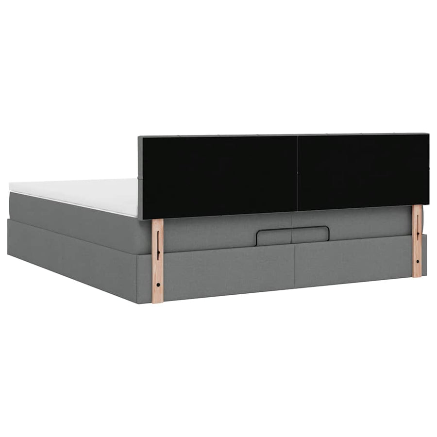 Ottoman bed met matras 200x200 cm stof donkergrijs