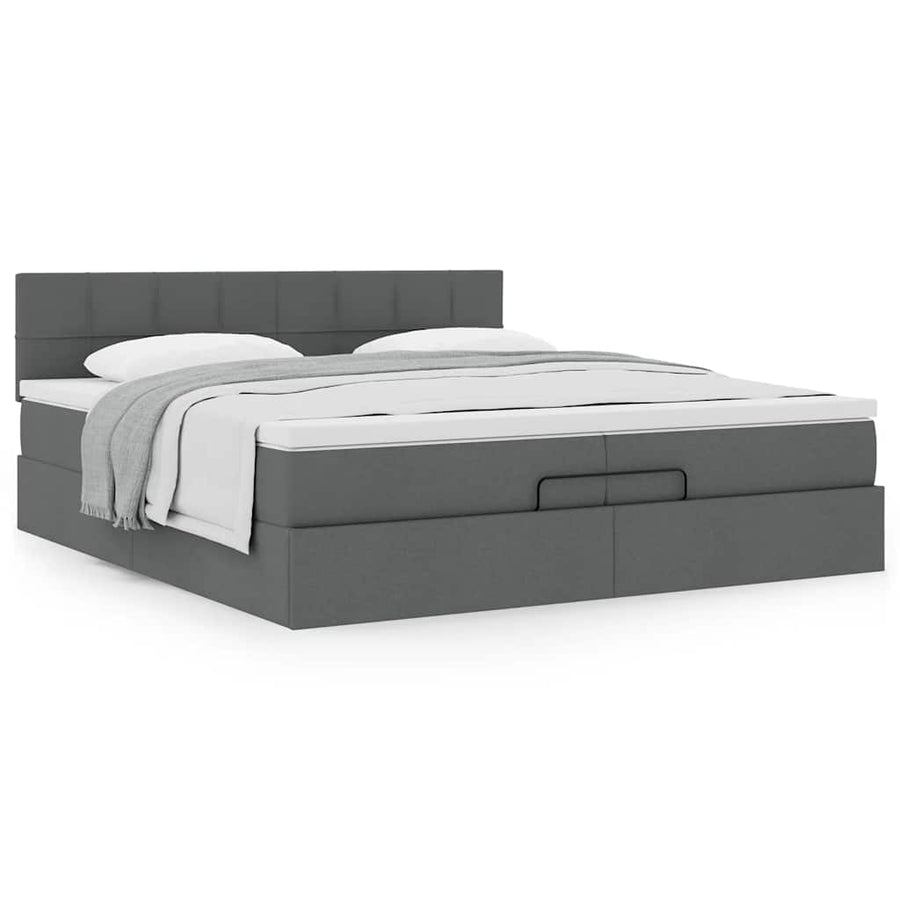 Ottoman bed met matras 200x200 cm stof donkergrijs