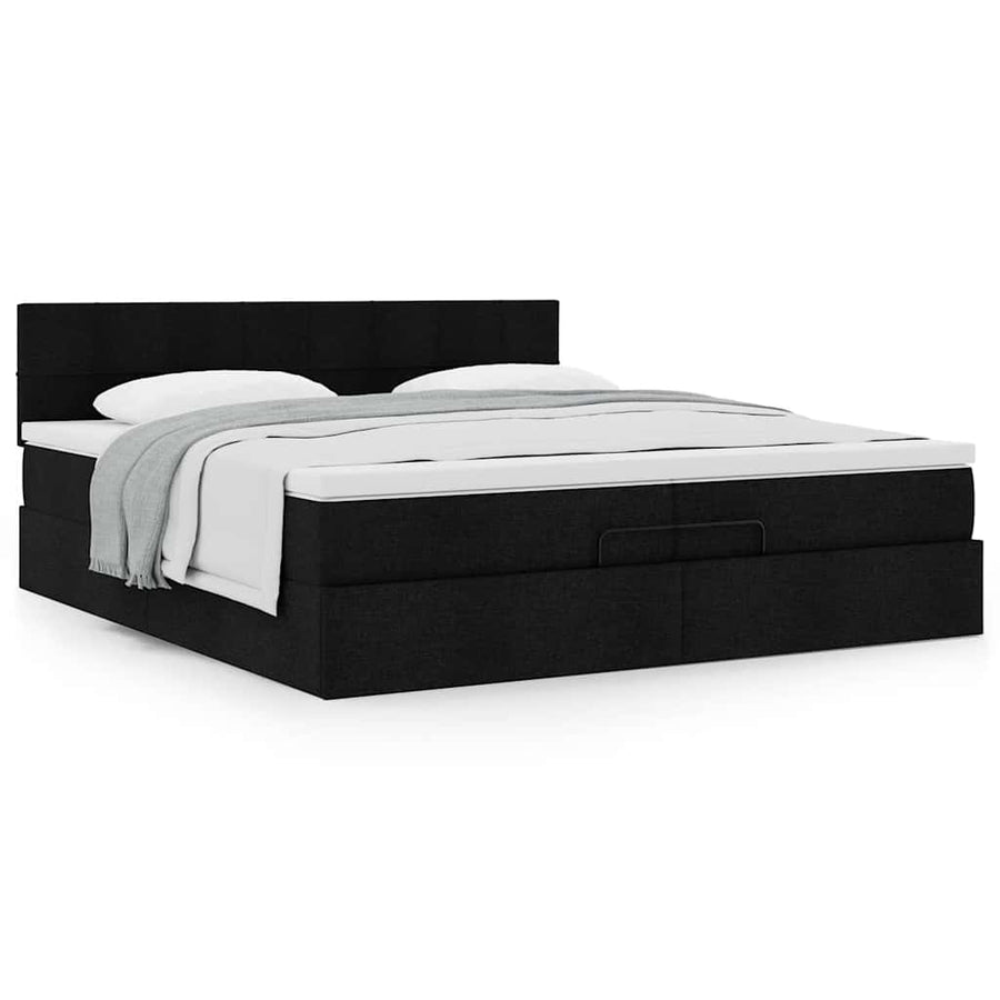 Ottoman bed met matras 200x200 cm stof zwart