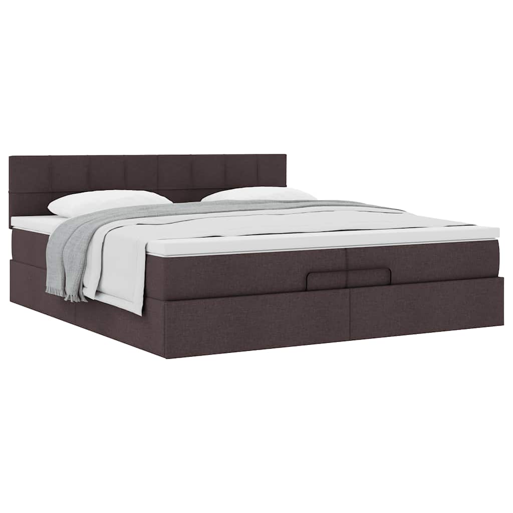 Ottoman bed met matras 200x200 cm stof donkerbruin