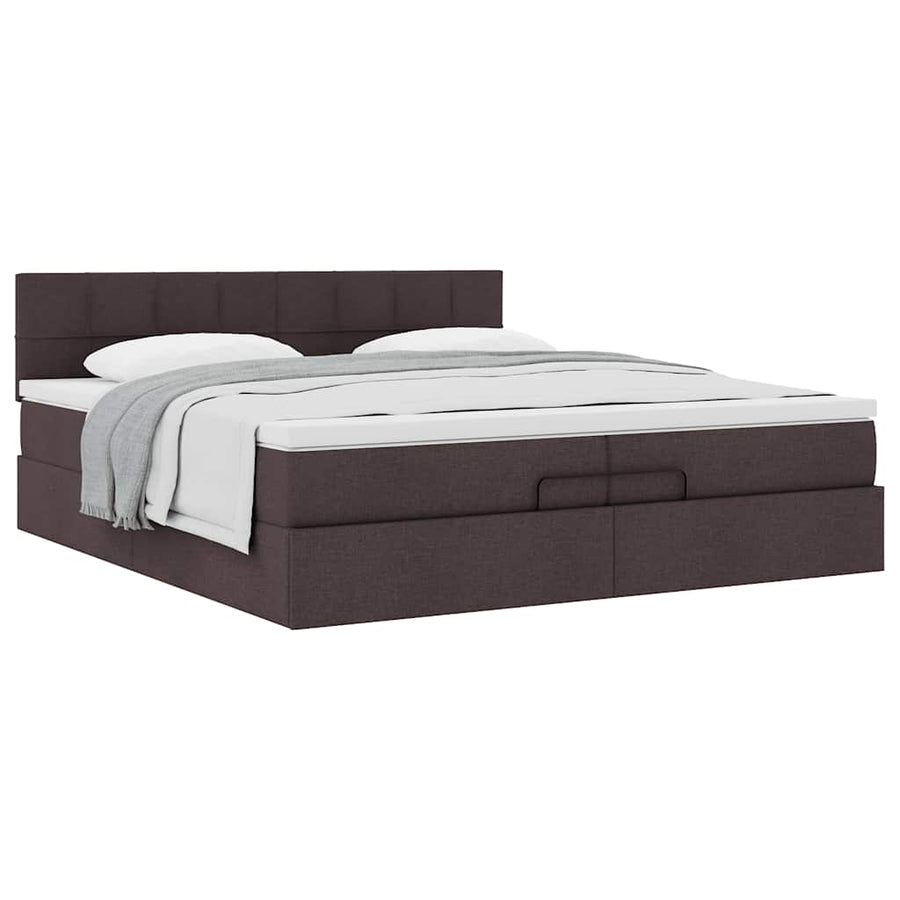 Ottoman bed met matras 200x200 cm stof donkerbruin