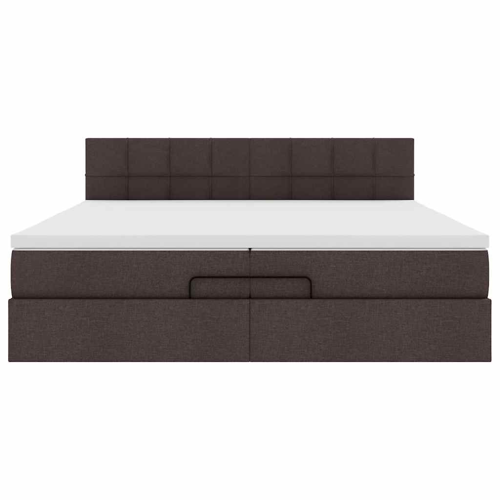 Ottoman bed met matras 200x200 cm stof donkerbruin
