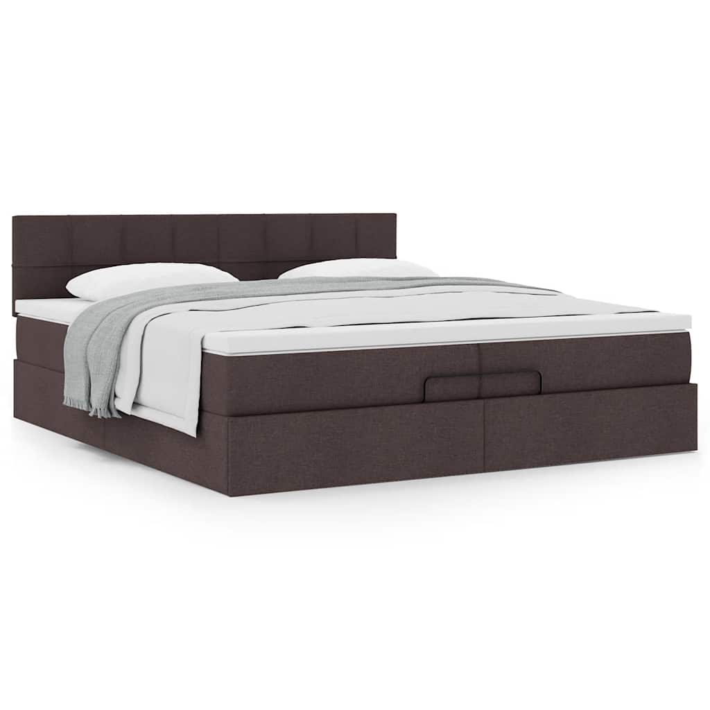 Ottoman bed met matras 200x200 cm stof donkerbruin