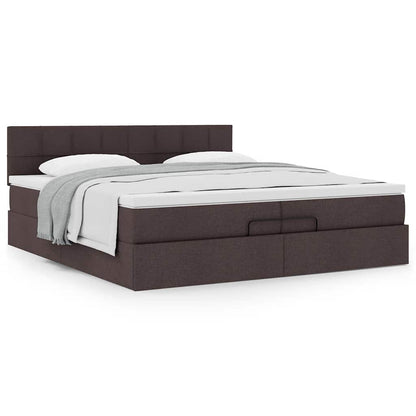 Ottoman bed met matras 200x200 cm stof donkerbruin