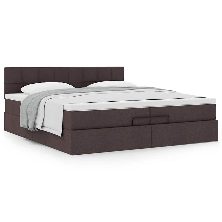 Ottoman bed met matras 200x200 cm stof donkerbruin