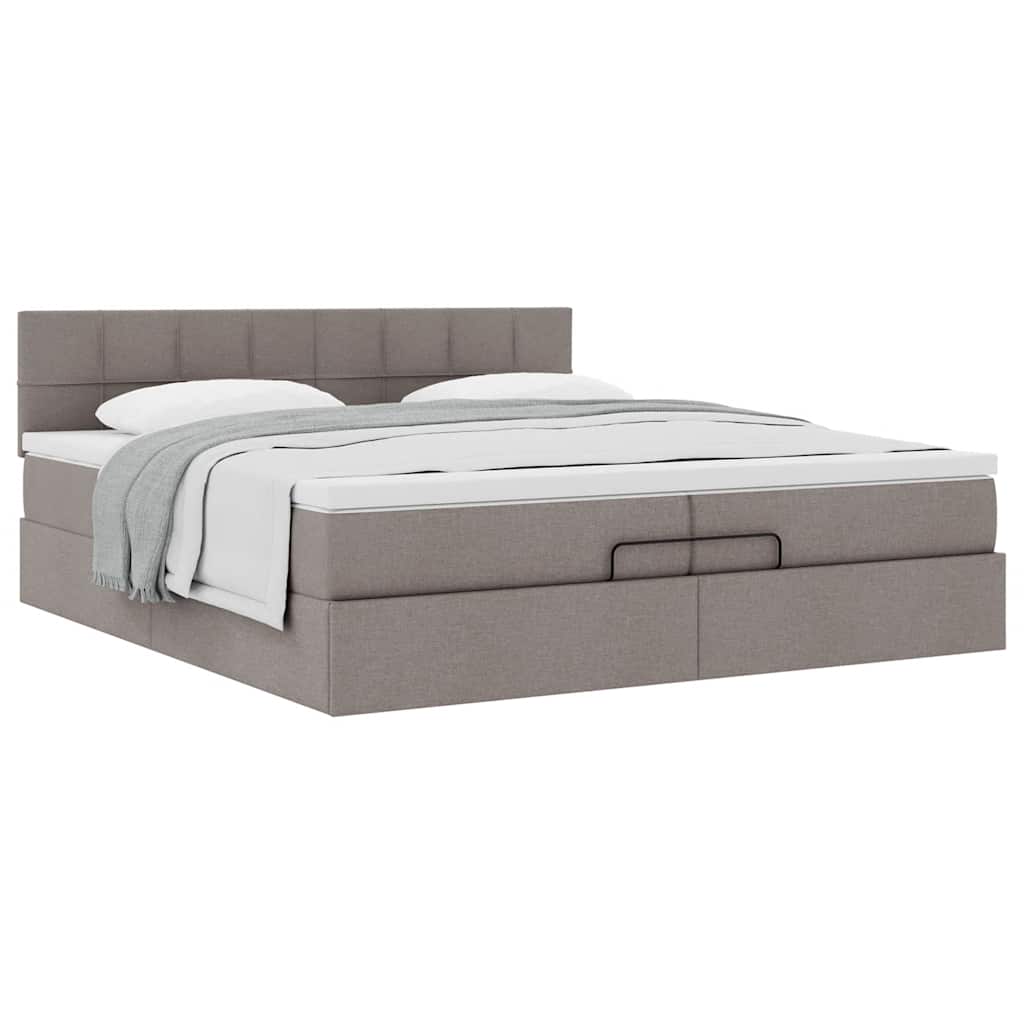 Ottoman bed met matras 200x200 cm stof taupe