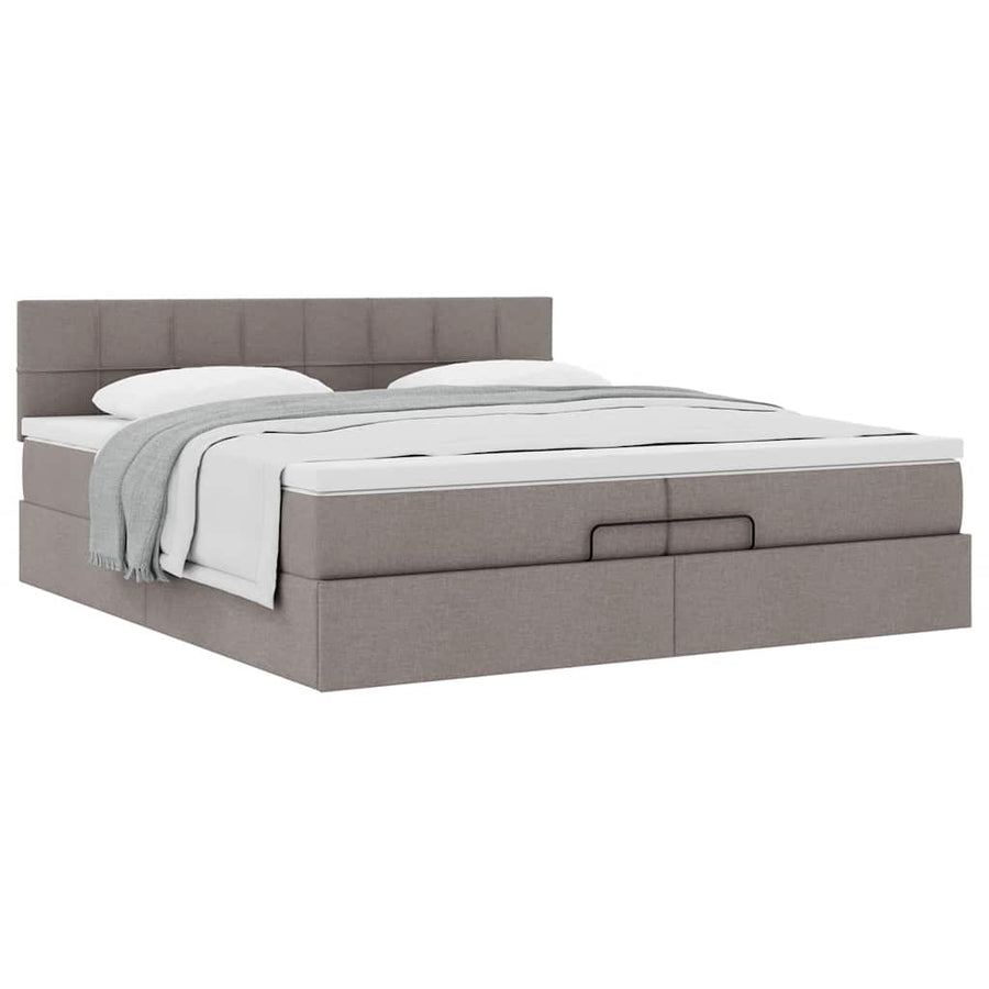 Ottoman bed met matras 200x200 cm stof taupe