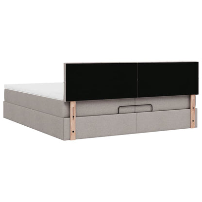 Ottoman bed met matras 200x200 cm stof taupe