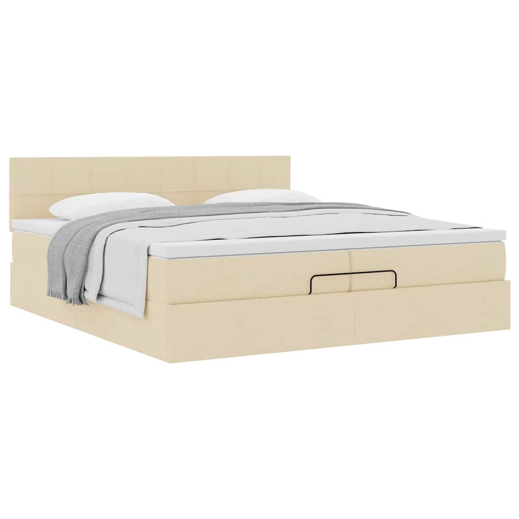 Ottoman bed met matras 200x200 cm stof crèmekleurig