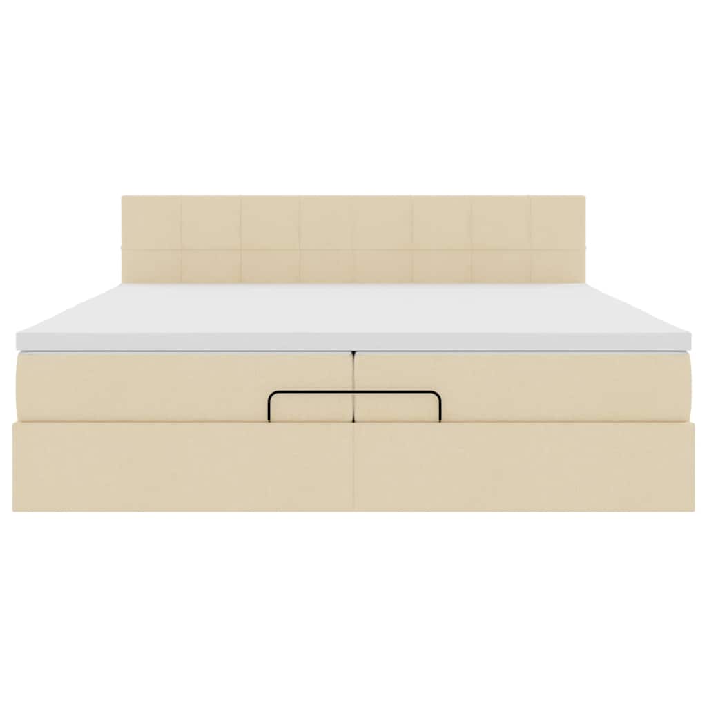 Ottoman bed met matras 200x200 cm stof crèmekleurig
