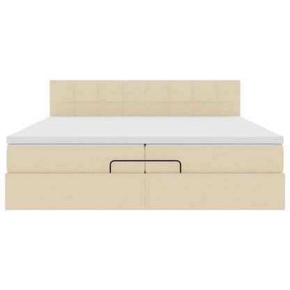 Ottoman bed met matras 200x200 cm stof crèmekleurig