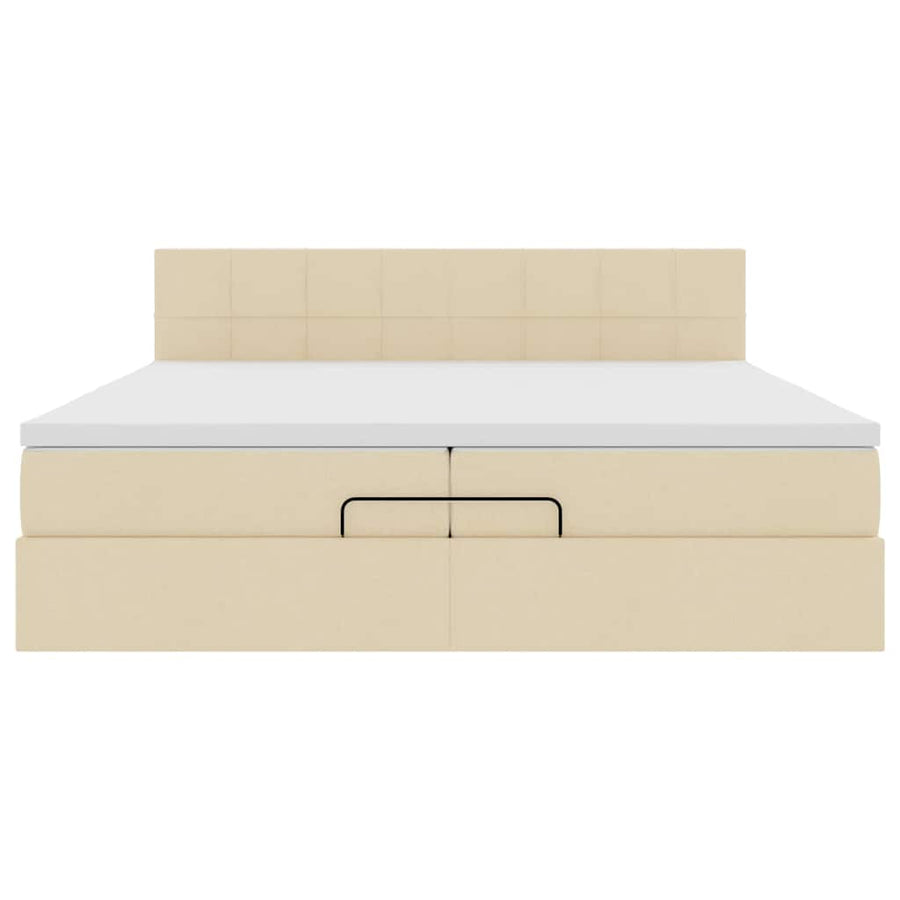 Ottoman bed met matras 200x200 cm stof crèmekleurig