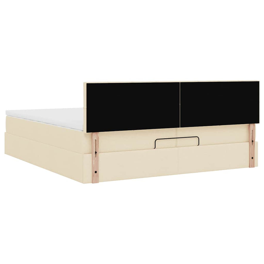 Ottoman bed met matras 200x200 cm stof crèmekleurig