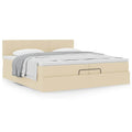 Ottoman bed met matras 200x200 cm stof crèmekleurig
