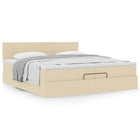 Ottomaans bed met opbergruimte 200x200 cm stof crèmekleurig