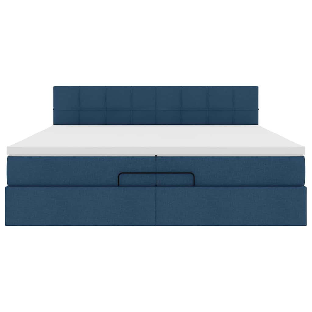 Ottoman bed met matras 200x200 cm stof blauw