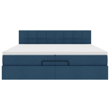 Ottoman bed met matras 200x200 cm stof blauw