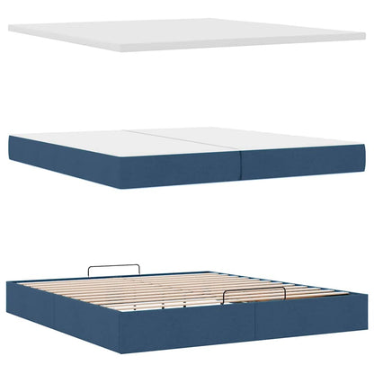Ottoman bed met matras 200x200 cm stof blauw