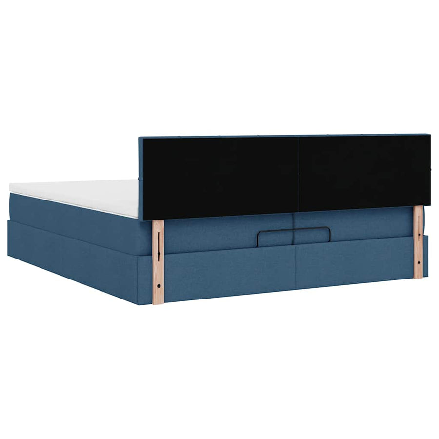 Ottoman bed met matras 200x200 cm stof blauw