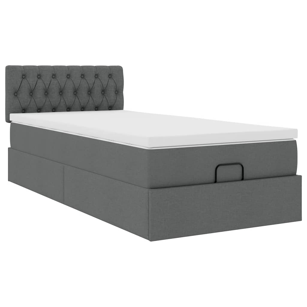 Ottoman bed met matras 80x200cm stof donkergrijs