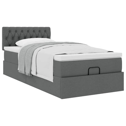 Ottoman bed met matras 80x200cm stof donkergrijs