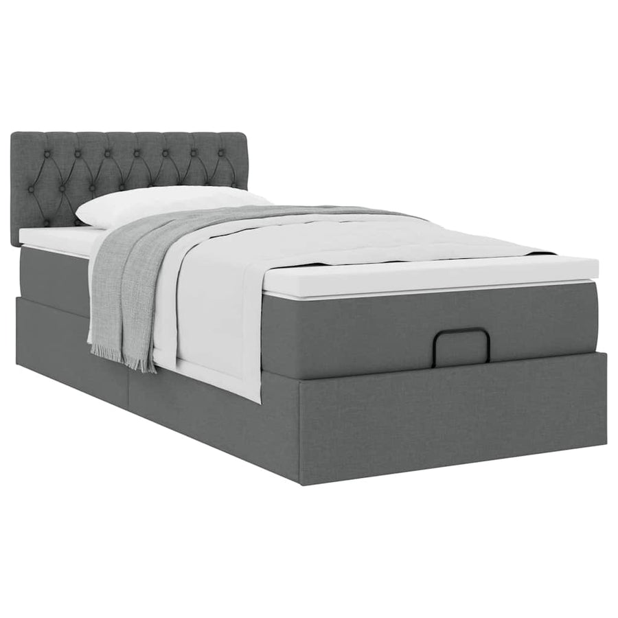 Ottoman bed met matras 80x200cm stof donkergrijs