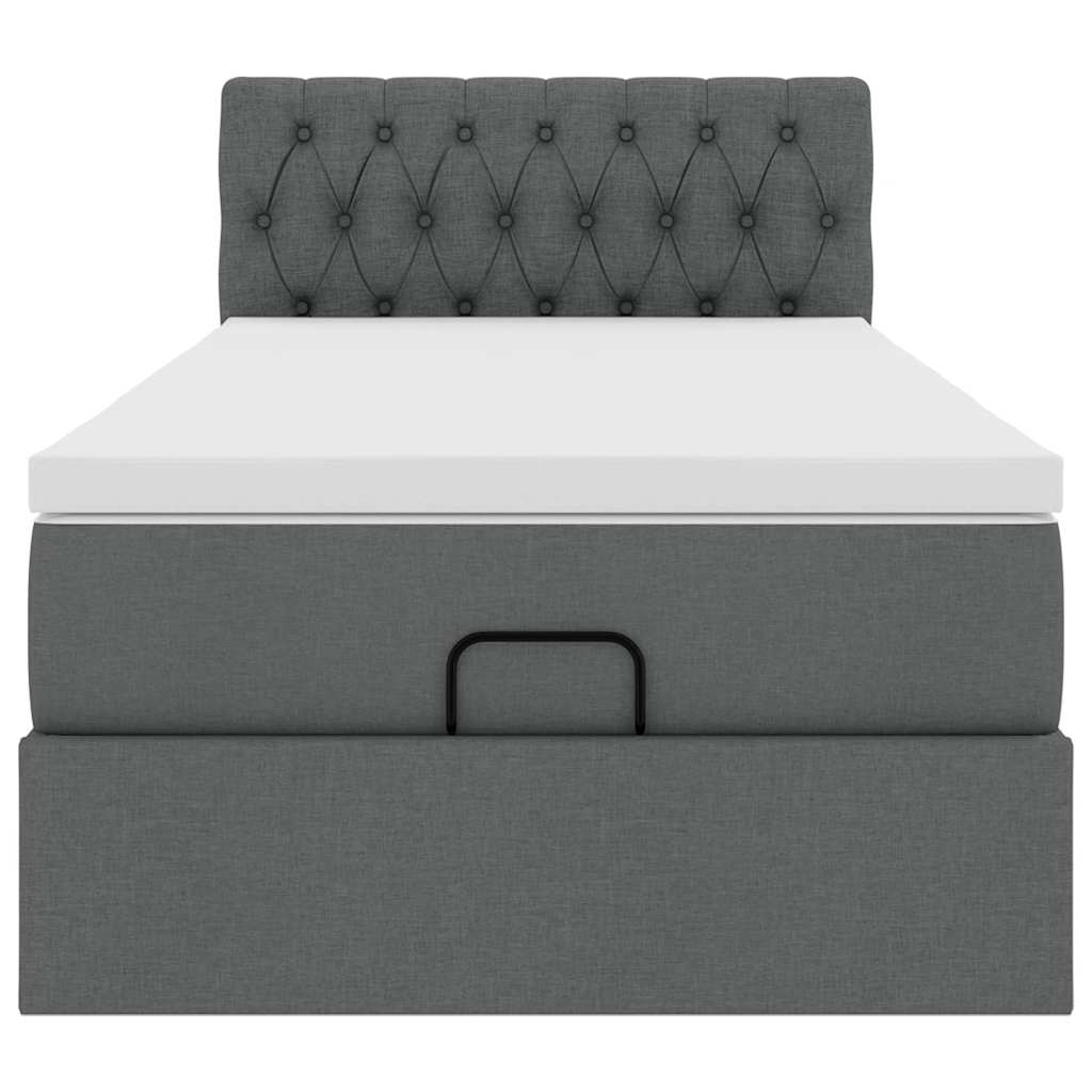 Ottoman bed met matras 80x200cm stof donkergrijs