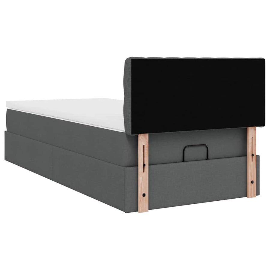 Ottoman bed met matras 80x200cm stof donkergrijs