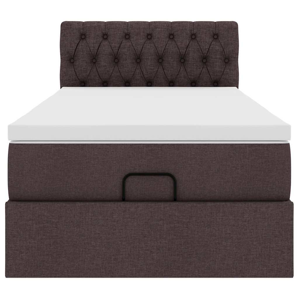 Ottoman bed met matras 80x200cm stof donkerbruin