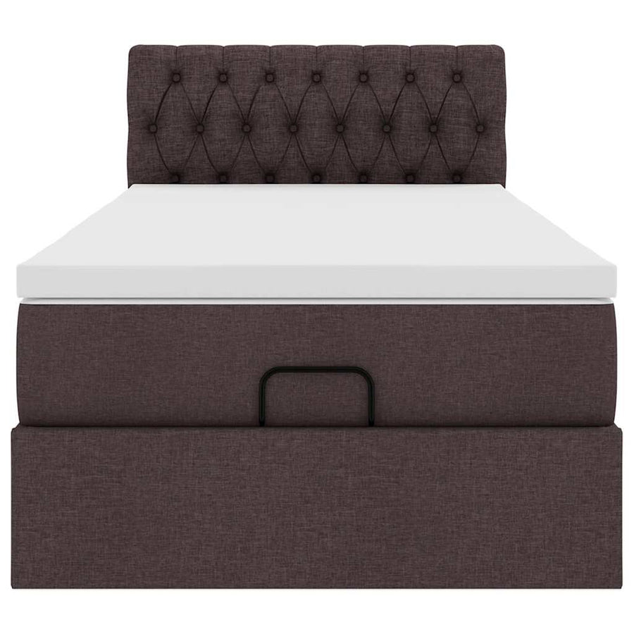 Ottoman bed met matras 80x200cm stof donkerbruin