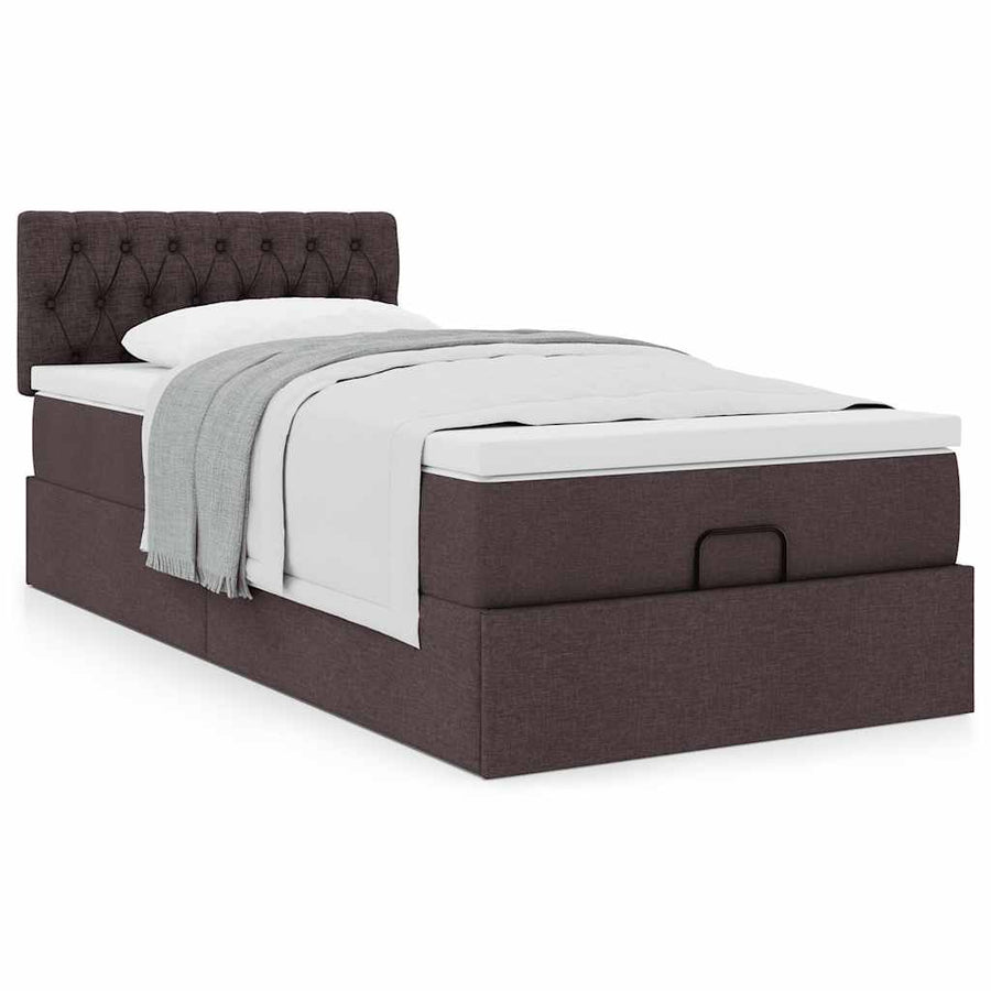 Ottoman bed met matras 80x200cm stof donkerbruin