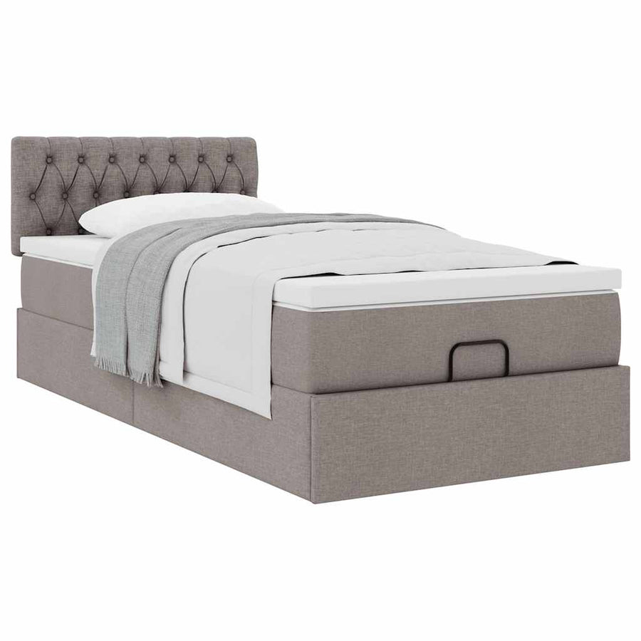Ottoman bed met matras 80x200cm stof taupe