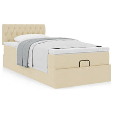 Ottoman bed met matras 80x200cm stof crèmekleurig