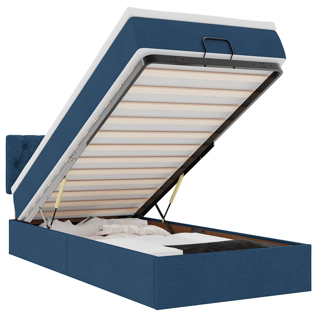 Ottoman bed met matras 80x200cm stof blauw