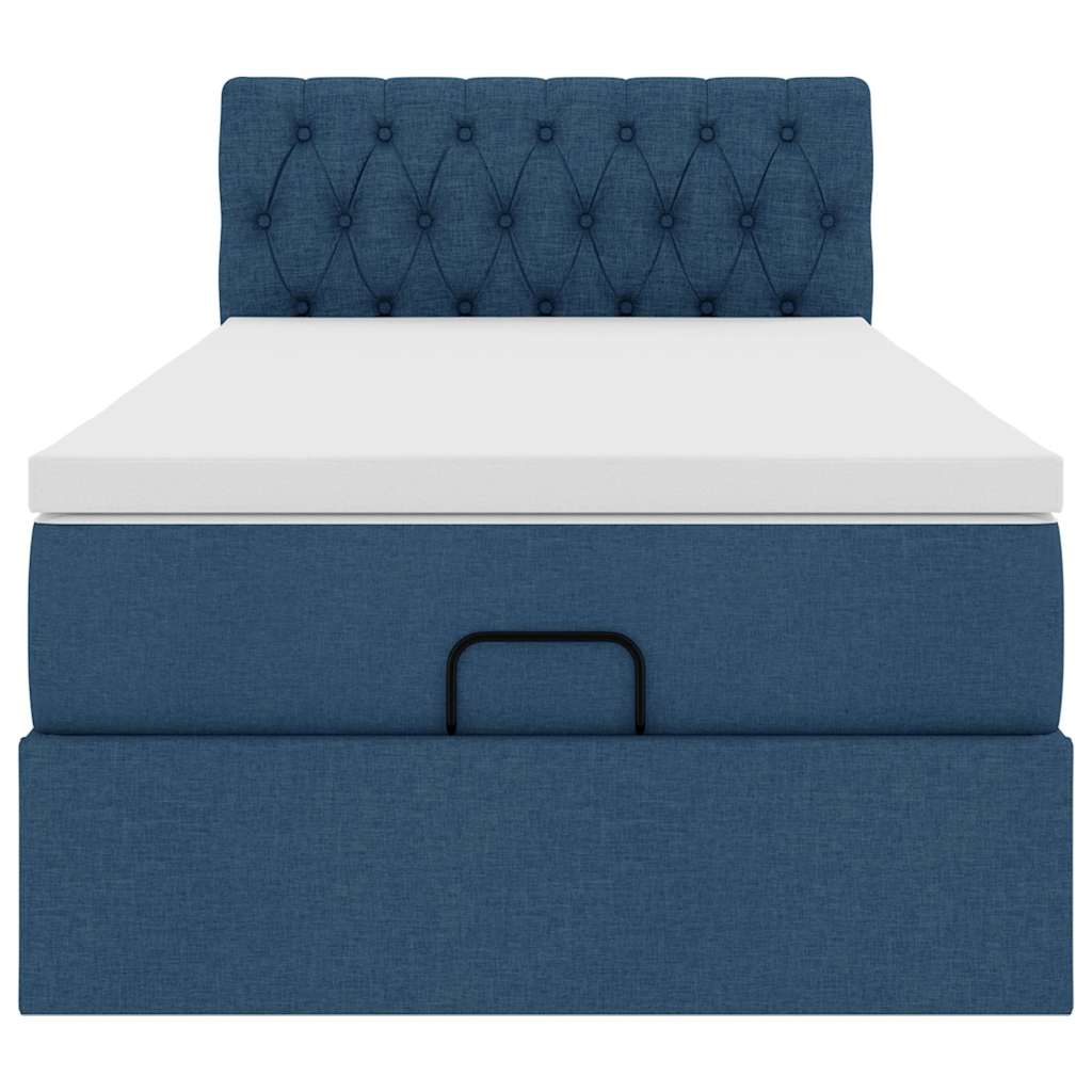 Ottoman bed met matras 80x200cm stof blauw
