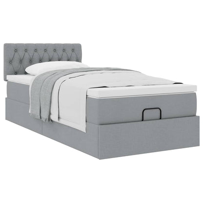 Ottoman bed met matras 90x190cm stof lichtgrijs