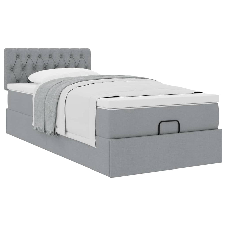 Ottoman bed met matras 90x190cm stof lichtgrijs