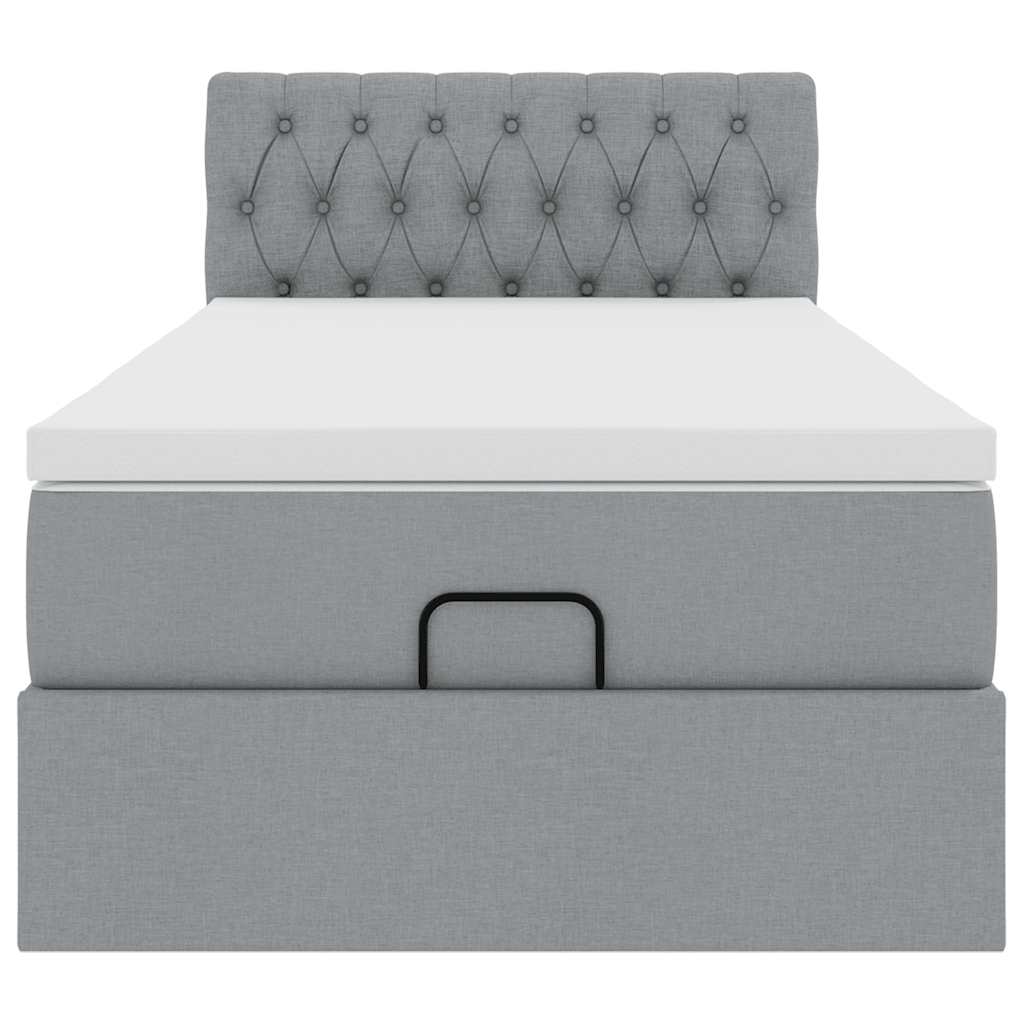 Ottoman bed met matras 90x190cm stof lichtgrijs