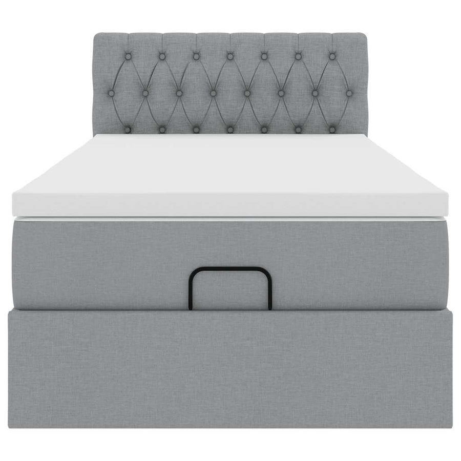 Ottoman bed met matras 90x190cm stof lichtgrijs