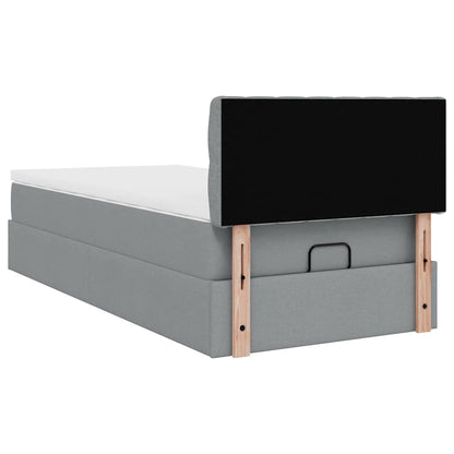 Ottoman bed met matras 90x190cm stof lichtgrijs