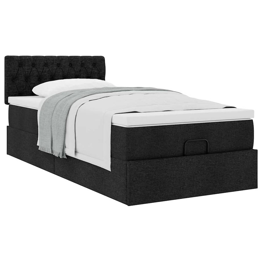 Ottoman bed met matras 90x190cm stof zwart