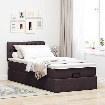 Ottoman bed met matras 90x190cm stof donkerbruin