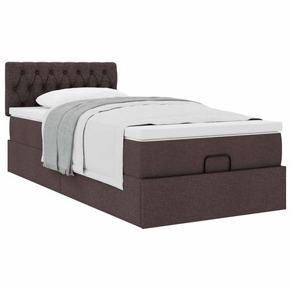 Ottoman bed met matras 90x190cm stof donkerbruin