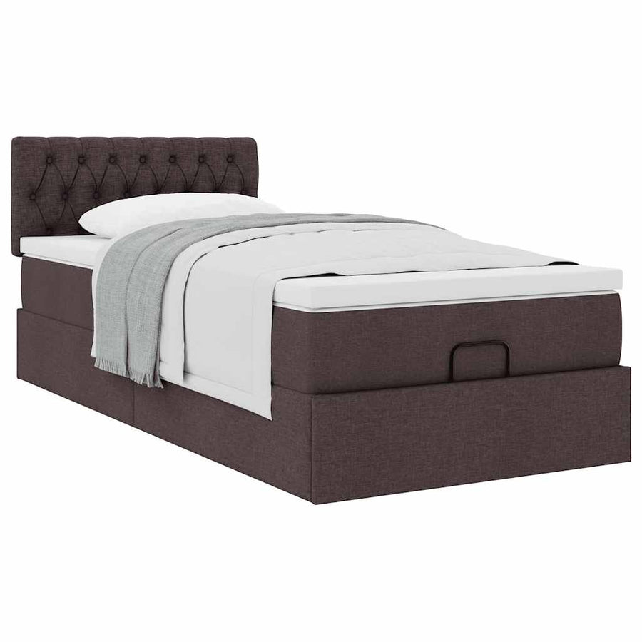 Ottoman bed met matras 90x190cm stof donkerbruin
