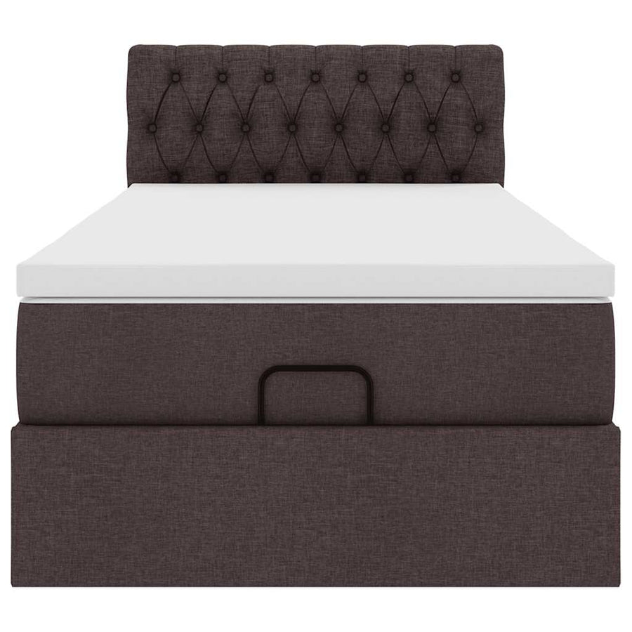 Ottoman bed met matras 90x190cm stof donkerbruin
