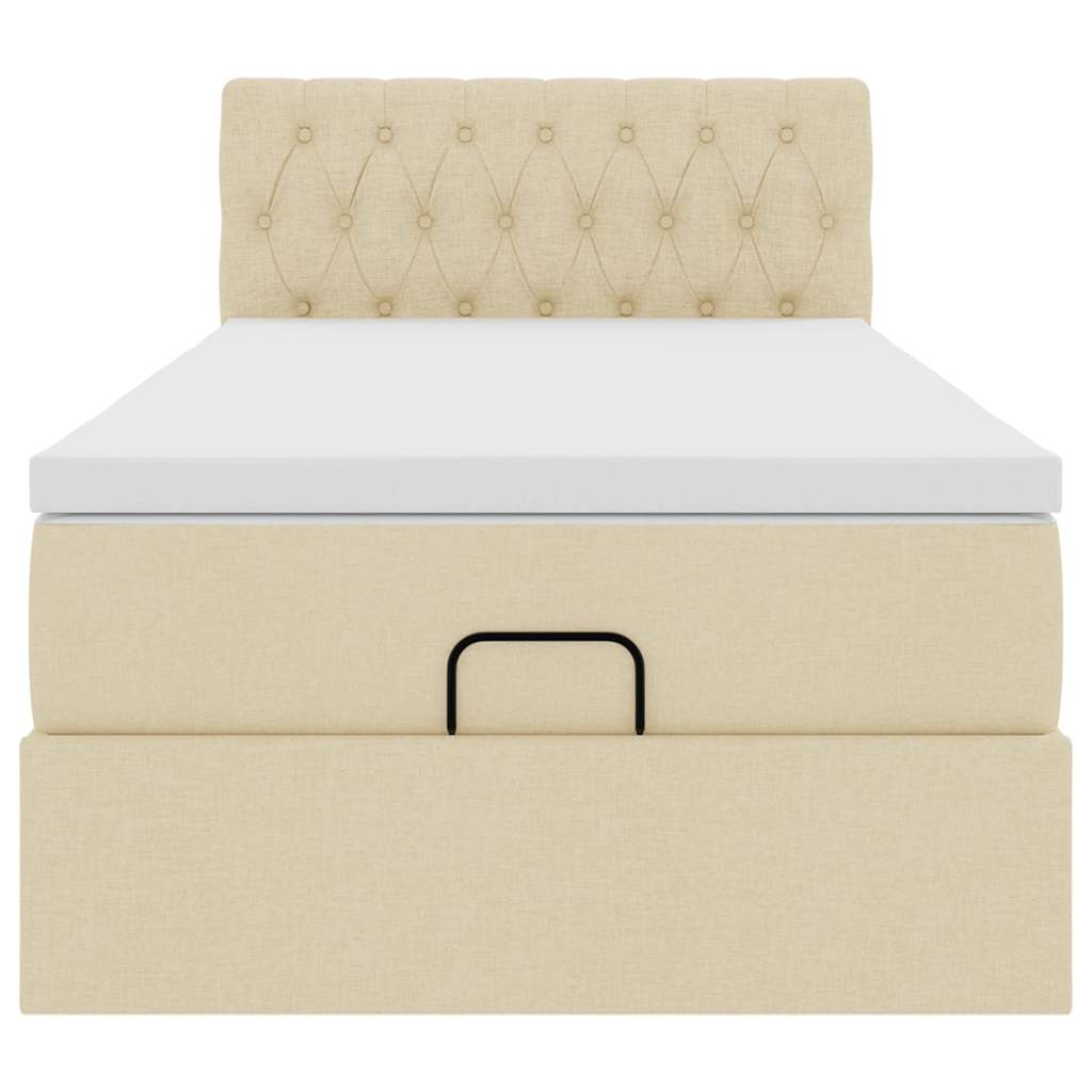 Ottoman bed met matras 90x190cm stof crèmekleurig
